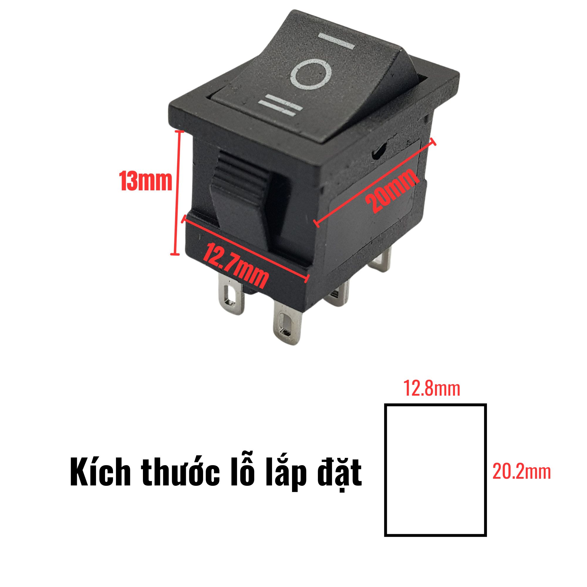 Công tắc 6 chân 3 trạng thái KCD1-203