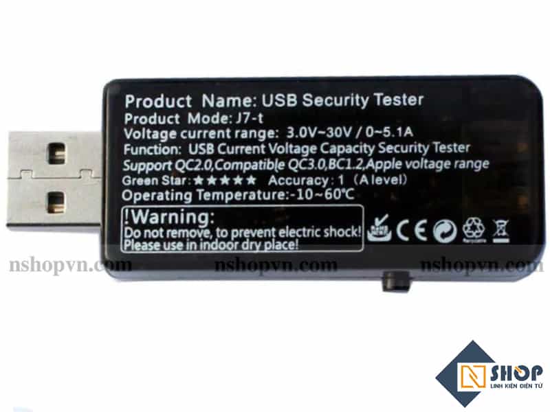 Đo điện áp, dòng và điện năng tiêu thụ USB Safe Tester