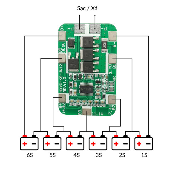 Mạch Sạc và Bảo Vệ Pin 6S 12A