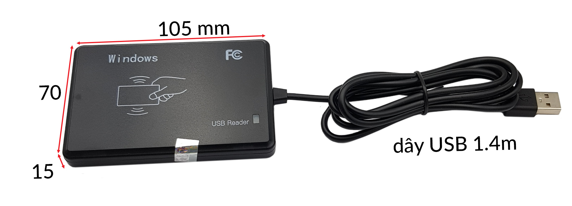 Kích thước đầu đọc thẻ RFID 125Khz USB