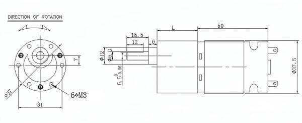 Động cơ giảm tốc JGB37-545 12V 200rpm