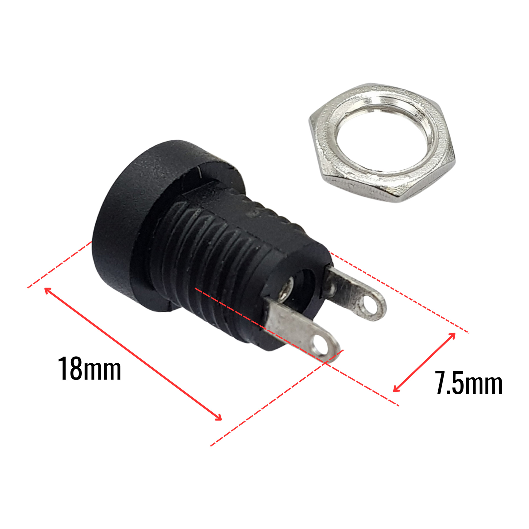 Kích thước Jack DC 5.5x2.1mm khóa ốc (loại tốt)