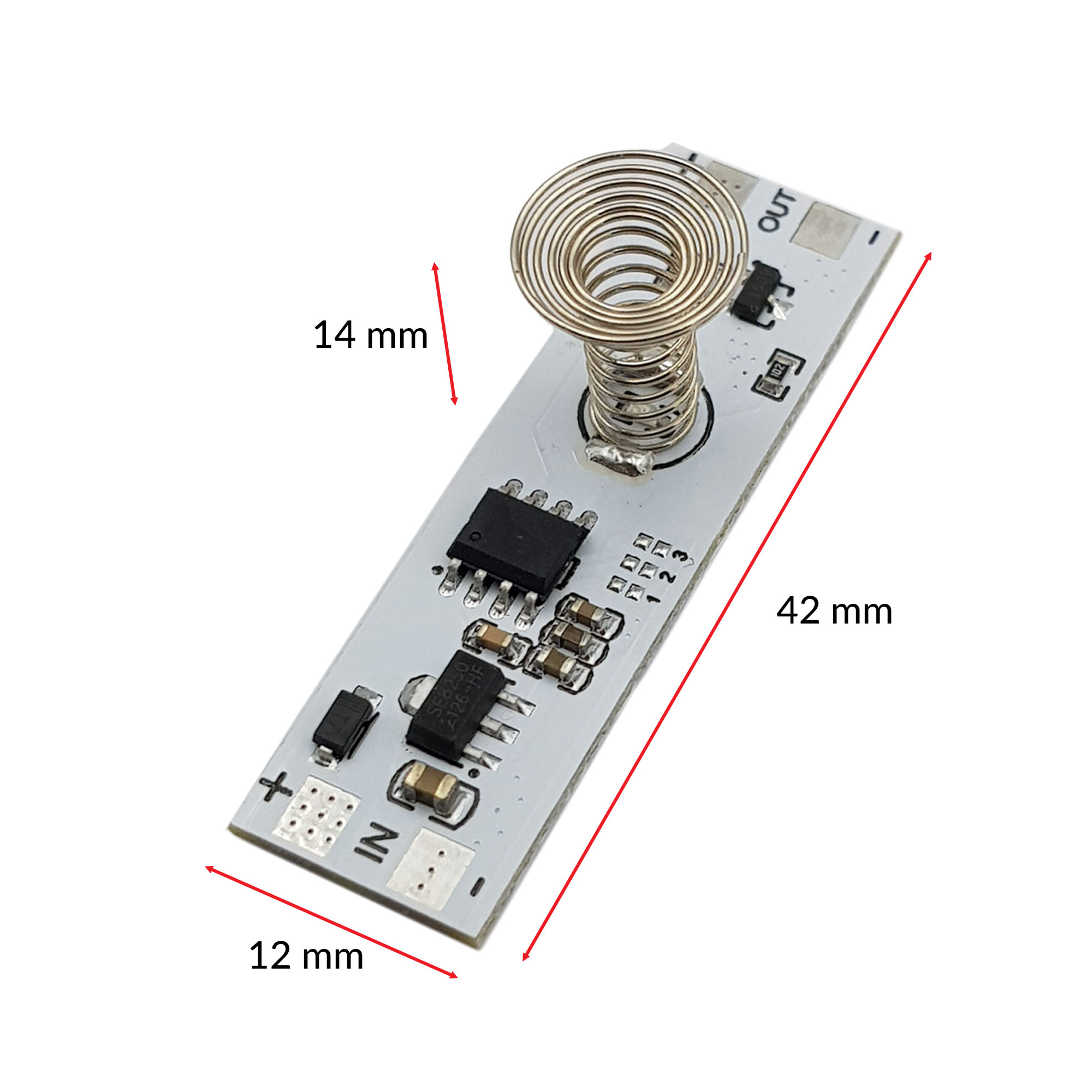 Kích thước mạch cảm ứng điện dung tích hợp dimmer LED 9-24VDC