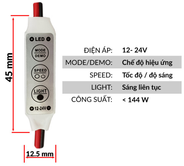 Mạch điều khiển led đơn sắc 12~24VDC
