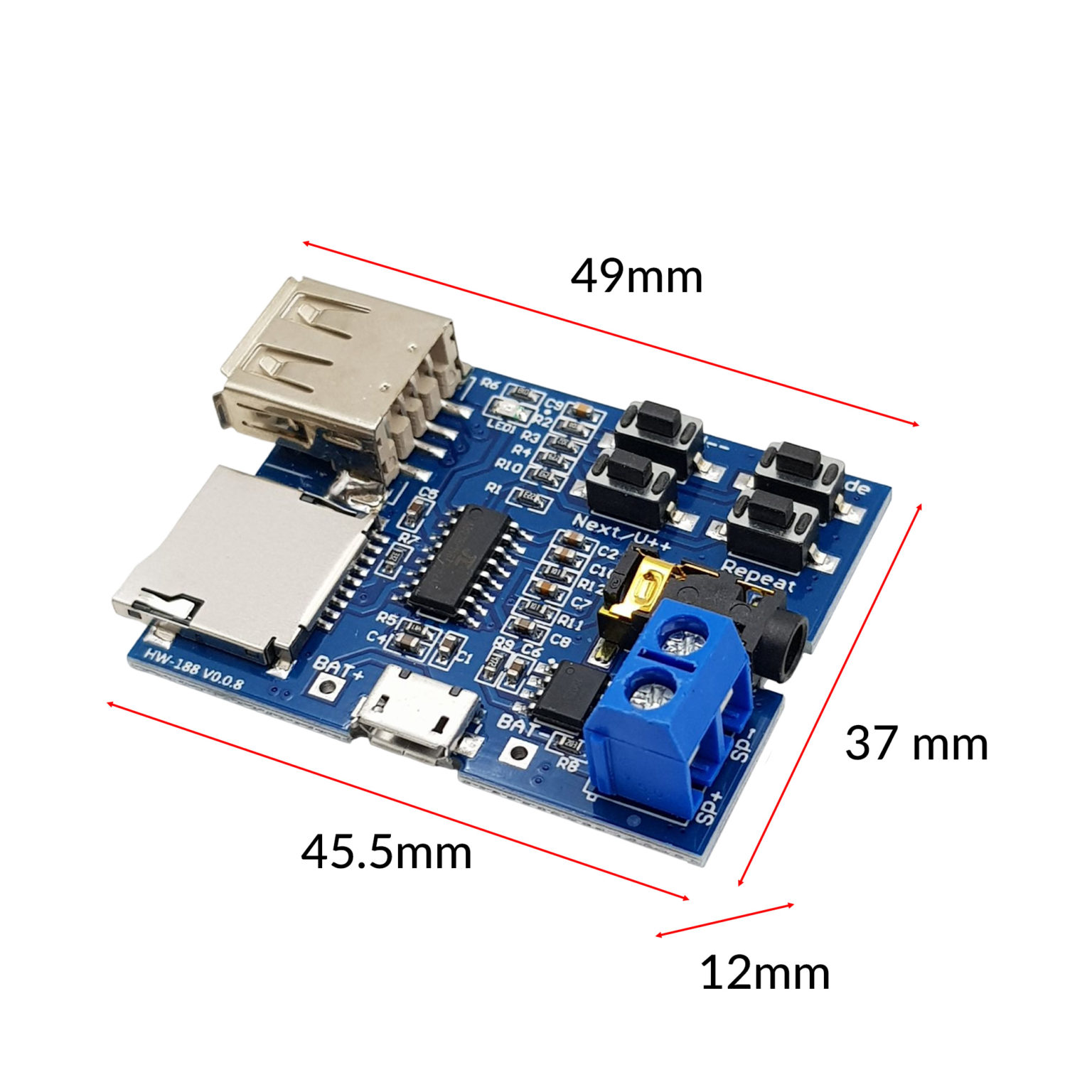 Mạch Phát MP3 Tích Hợp Amply 2W Micro USB - Nshop