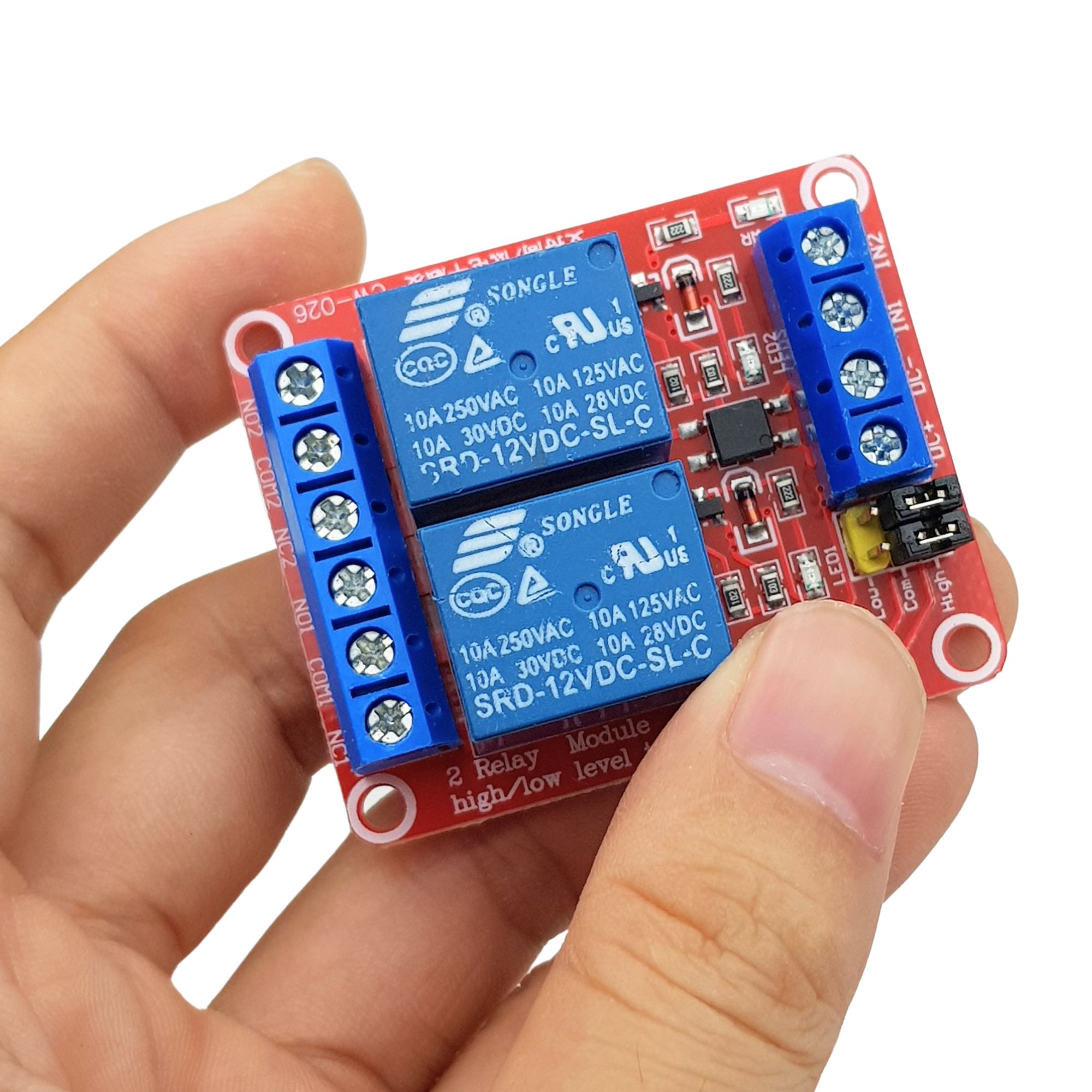 Module 2 Relay Với Opto Cách Ly Kích H/L (12VDC)