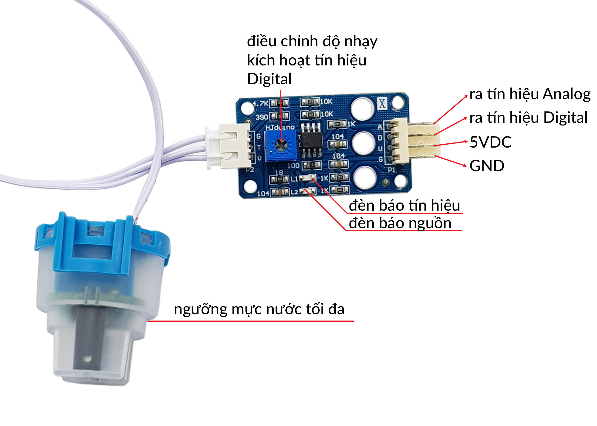 Sơ đồ ra chân của Cảm Biến Đo Độ Đục Của Nước