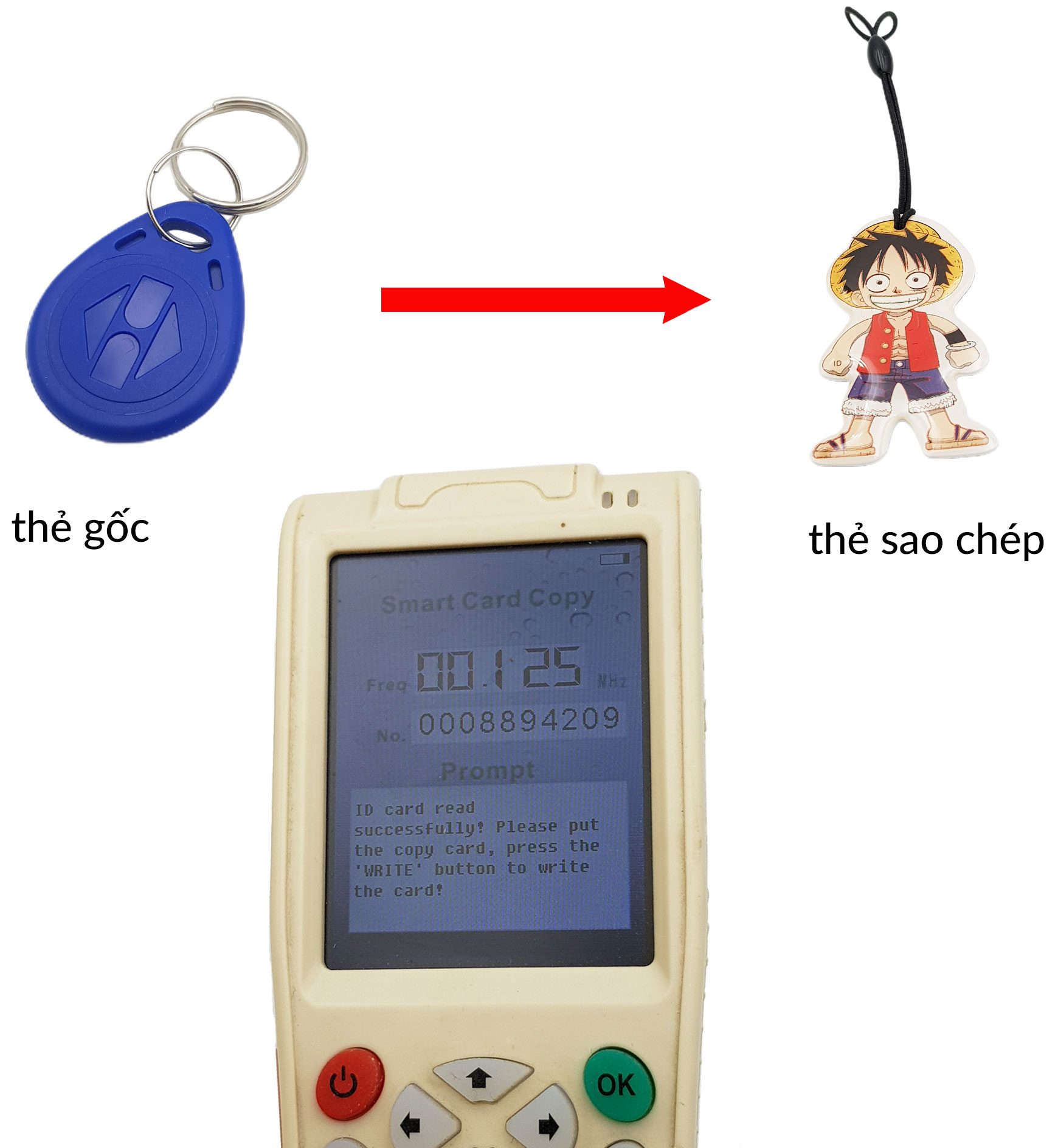 Thẻ RFID 125Khz Móc Khóa Đặc Biệt Sao Chép Được T5577