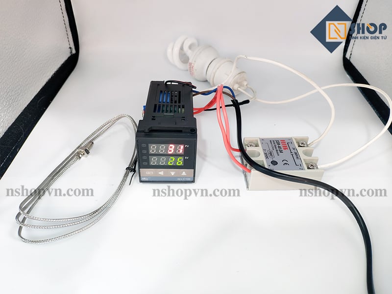 Sơ đồ kết nối của Bộ khống chế nhiệt độ 400 độ REX-C100 + SSR 40DA