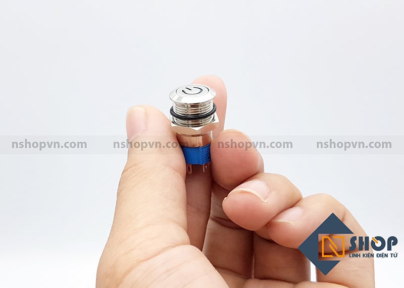 Nút nhấn kim loại 12mm Xanh lá