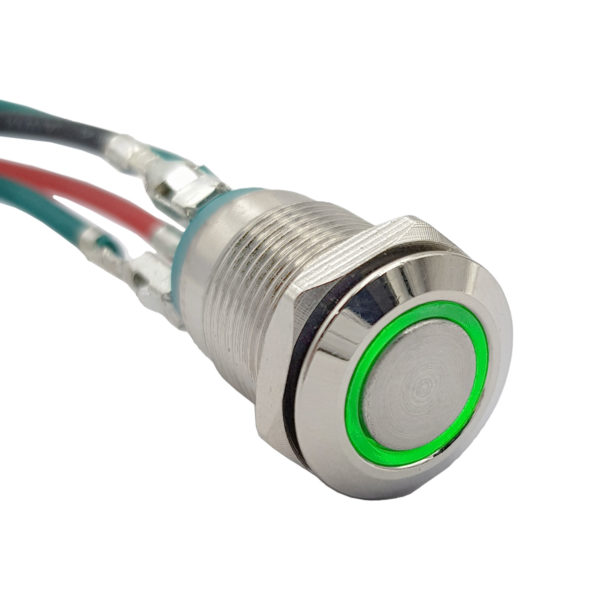 Nút nhấn kim loại 12mm Xanh lá