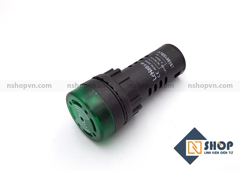 Đèn báo có còi AD22 màu xanh lá 12V