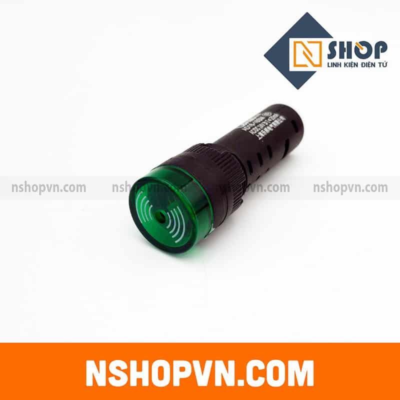 Đèn báo có còi AD16 màu xanh 24V