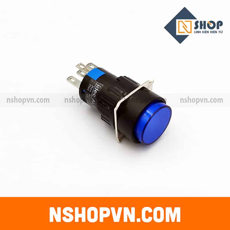 Nút nhấn có đèn AL6-M 12V màu xanh dương