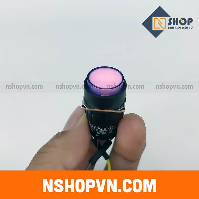 Nút nhấn có đèn AL6-M 12V màu xanh dương