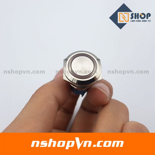 Nút nhấn tự giữ kim loại 19mm xanh dương