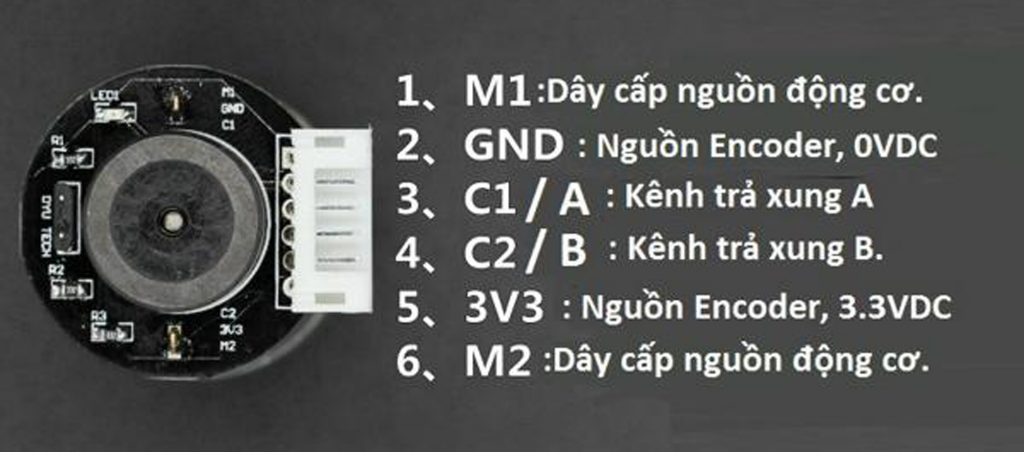 Sơ đồ đấu dây Động cơ DC giảm tốc GA25 Encoder 12rpm