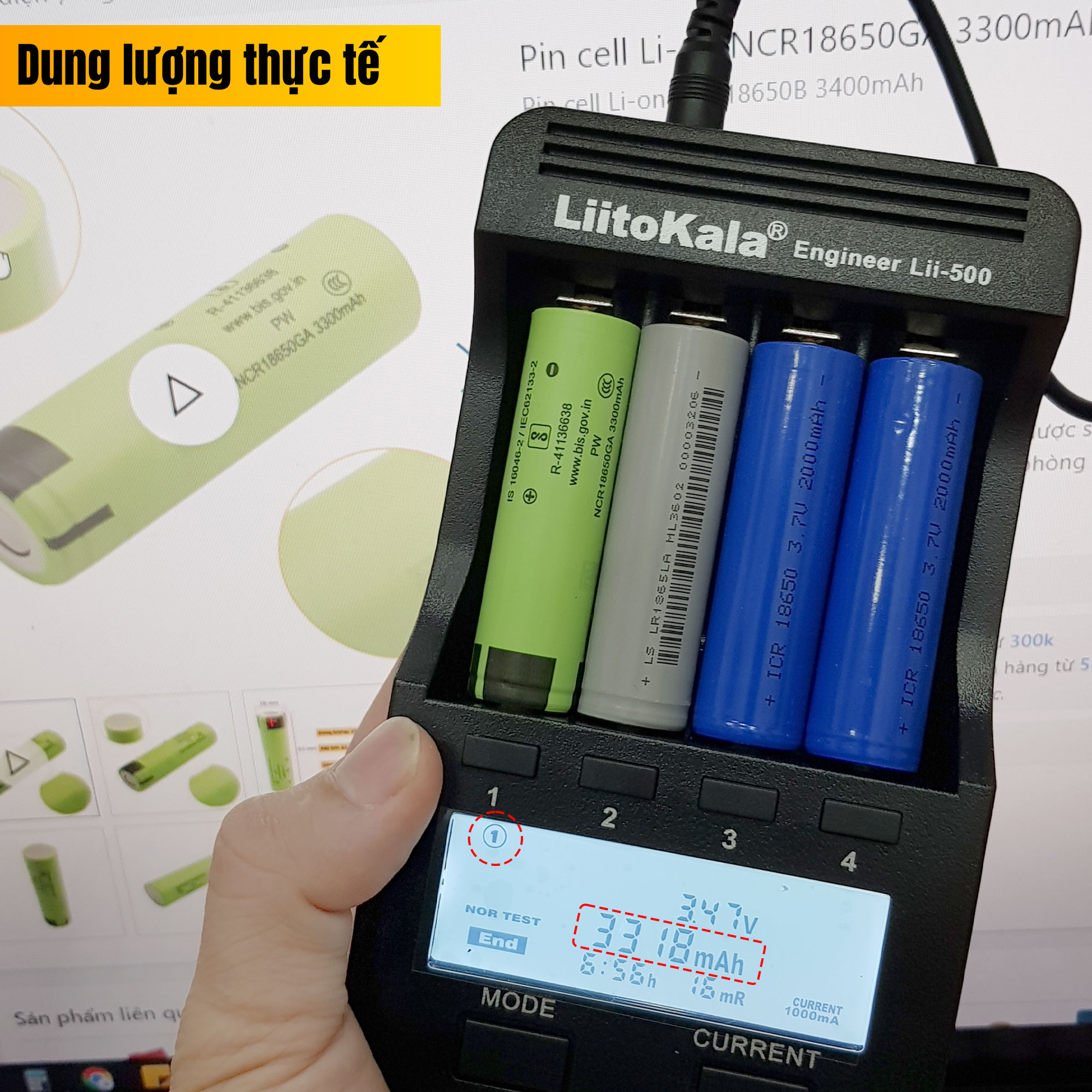 Dung lượng thực tế của pin Pin cell Li-on NCR18650GA 3300mAh