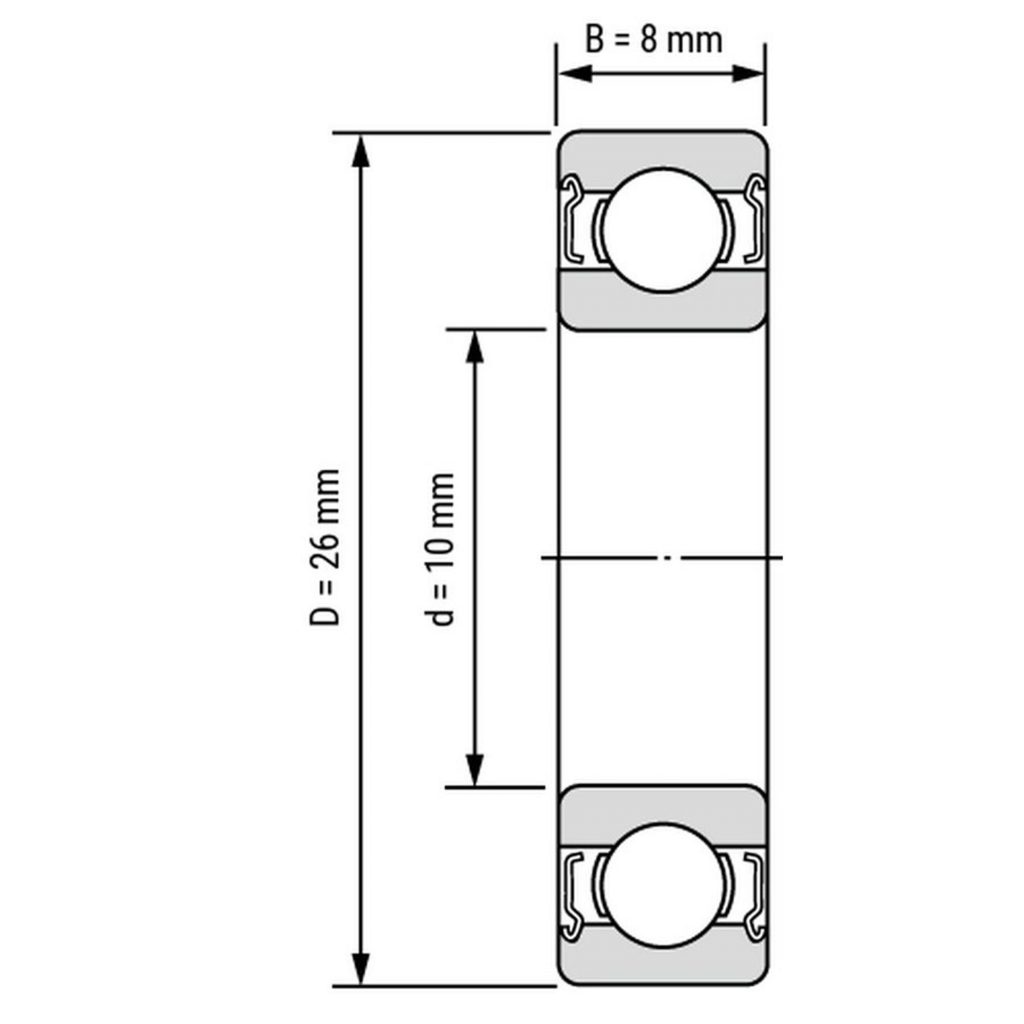 Kích thước của Vòng bi, bạc đạn 6000ZZ 10mm x 26mm x 8mm