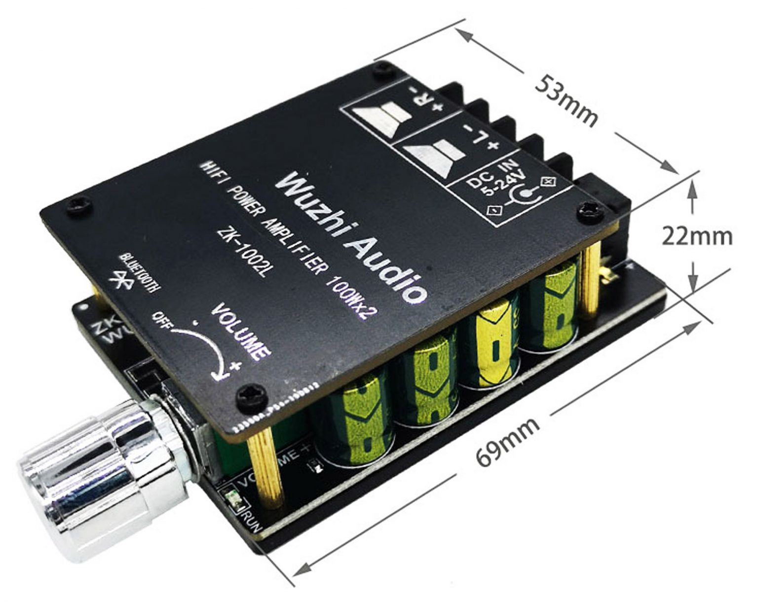 Amplificateur Audio Stéréo Bluetooth 5.0 – 2x100W, Mini Format, Compatible DIY Haut-parleurs, Alimentation 5-24V - 5