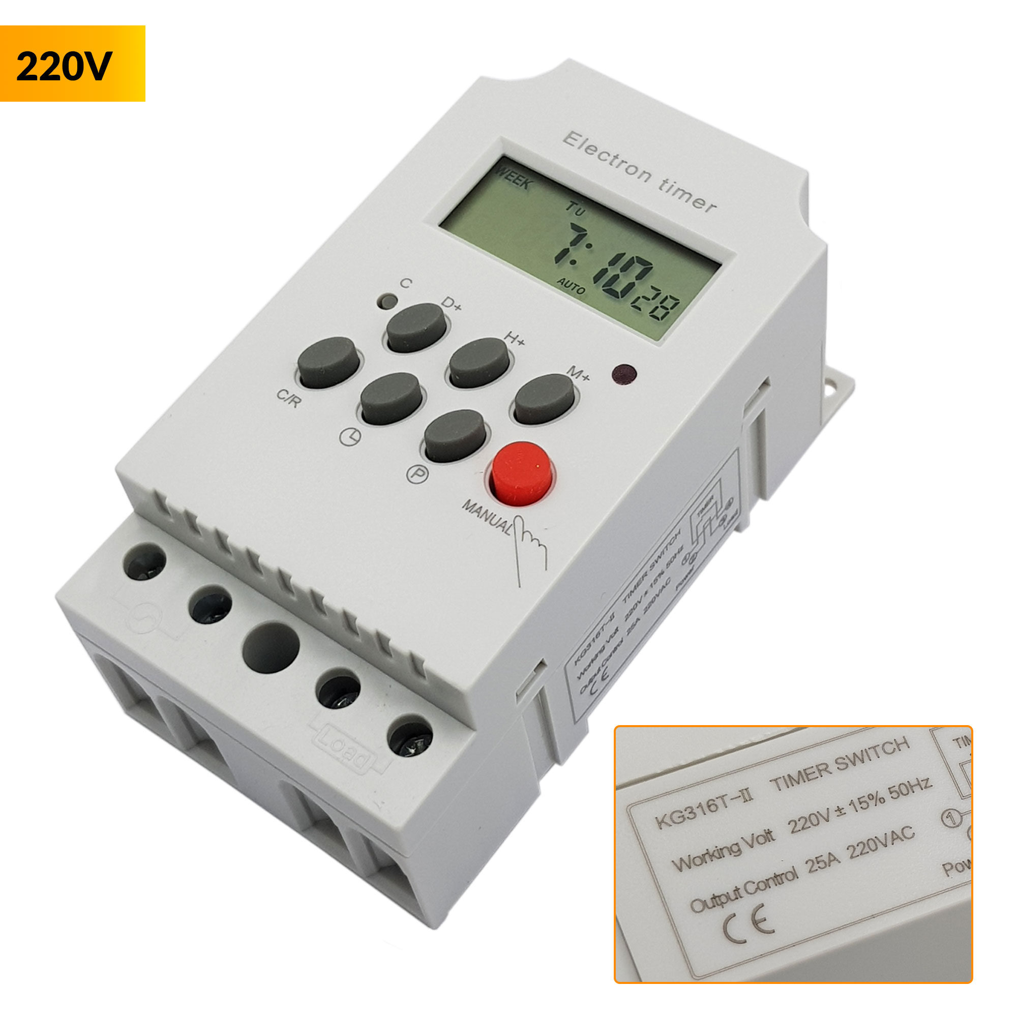 Timer hẹn giờ kỹ thuật số KG316T-II 25A 220V