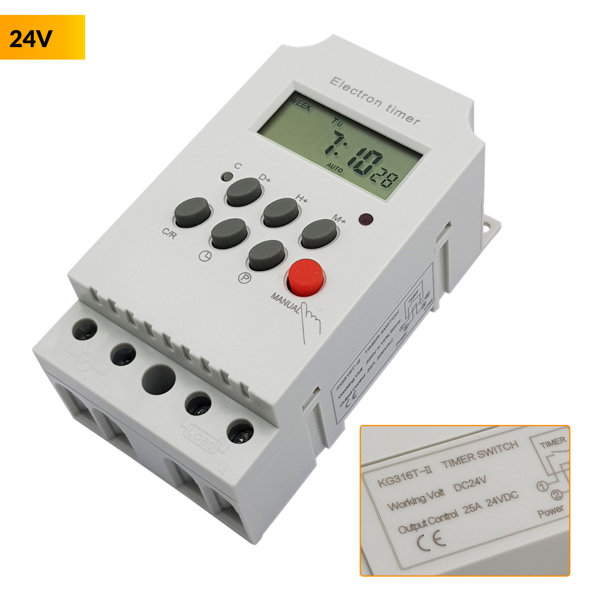 Timer hẹn giờ kỹ thuật số KG316T-II 25A 24V