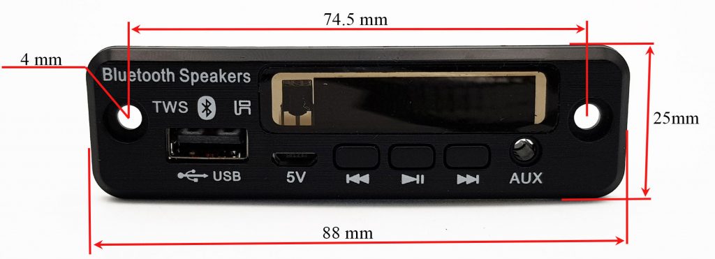 Kích thướci Mạch Giải Mã Âm Thanh Bluetooth FM 5.0 AVN-757