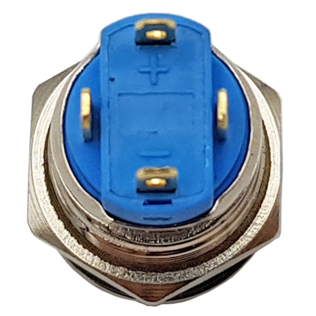 Nút nhấn tự giữ kim loại 12mm xanh dương
