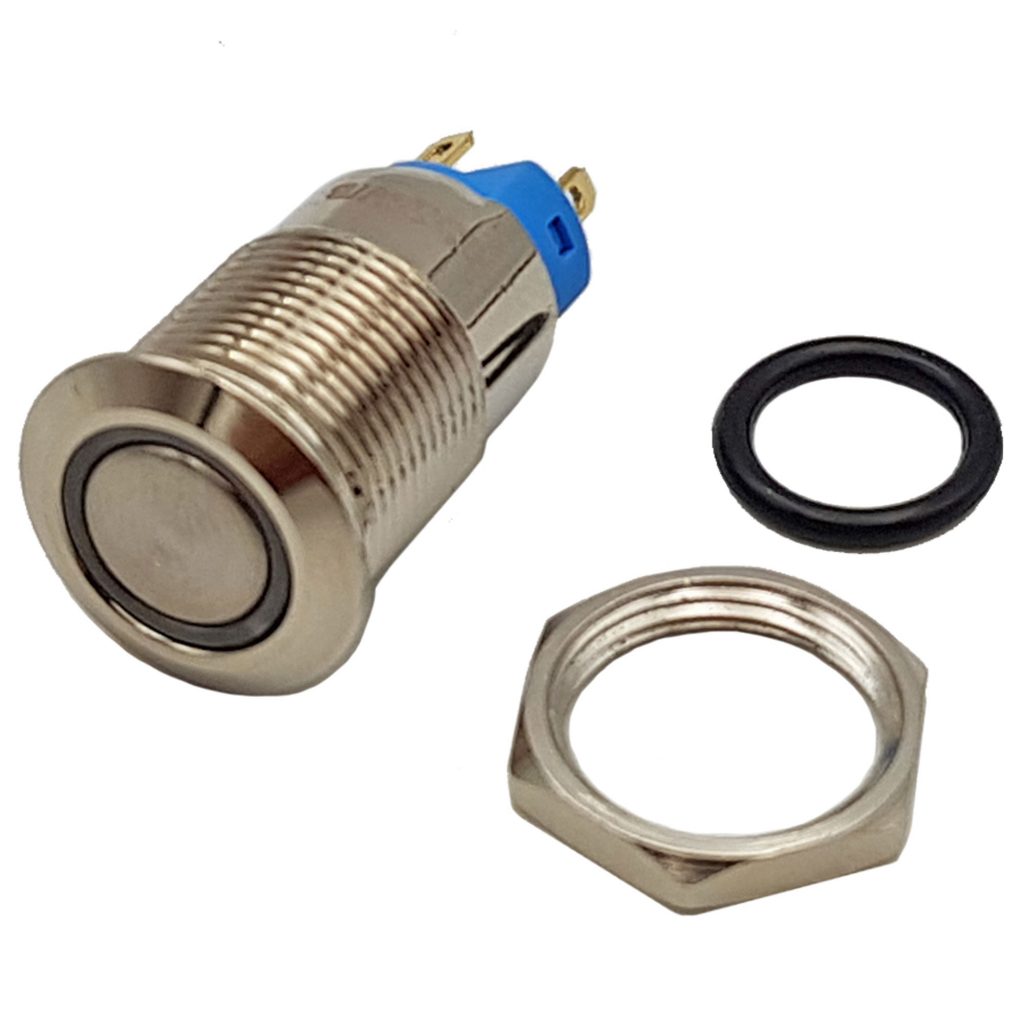 Nút nhấn tự giữ kim loại 12mm xanh dương