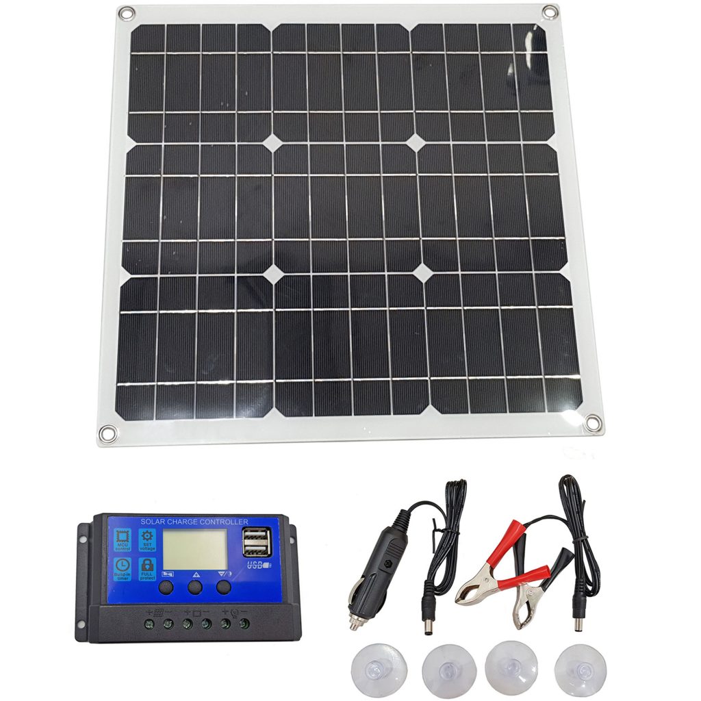 Tấm pin năng lượng mặt trời Mono 18V 50W kèm bộ điều khiển sạc