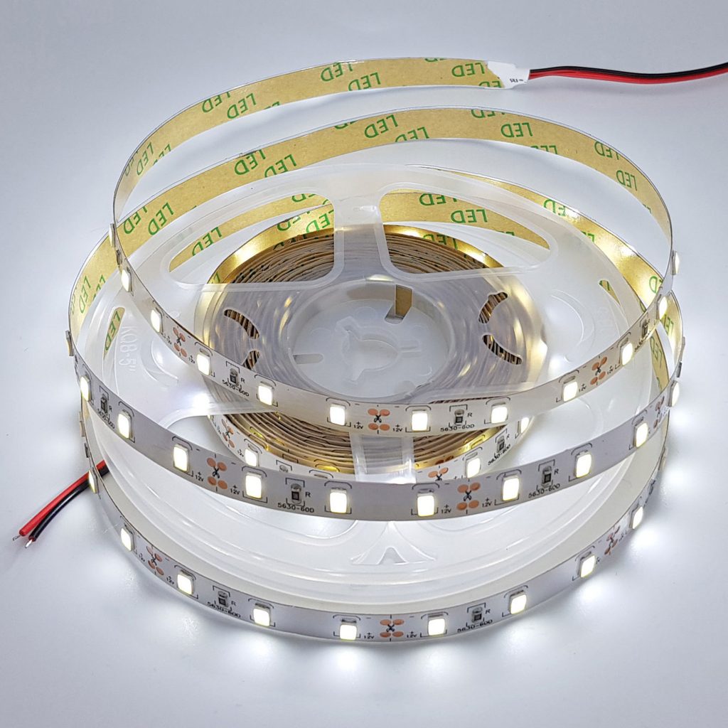 Led dây 5630 12V ánh sáng trắng 6000K 1 mét 60 bóng không phủ epoxy