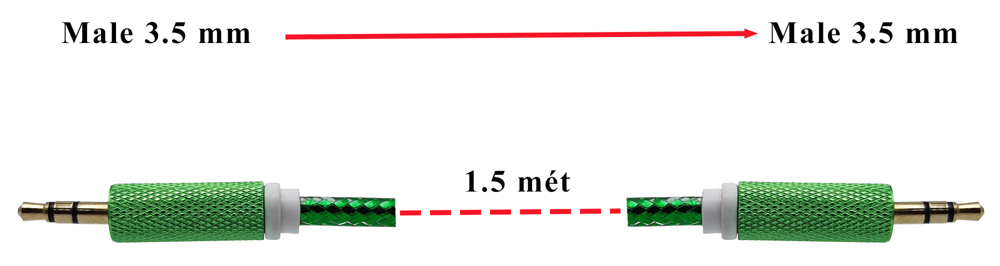Kích thước Dây cáp âm thanh AUX 3.5mm vỏ bện kim loại dài 1.5m