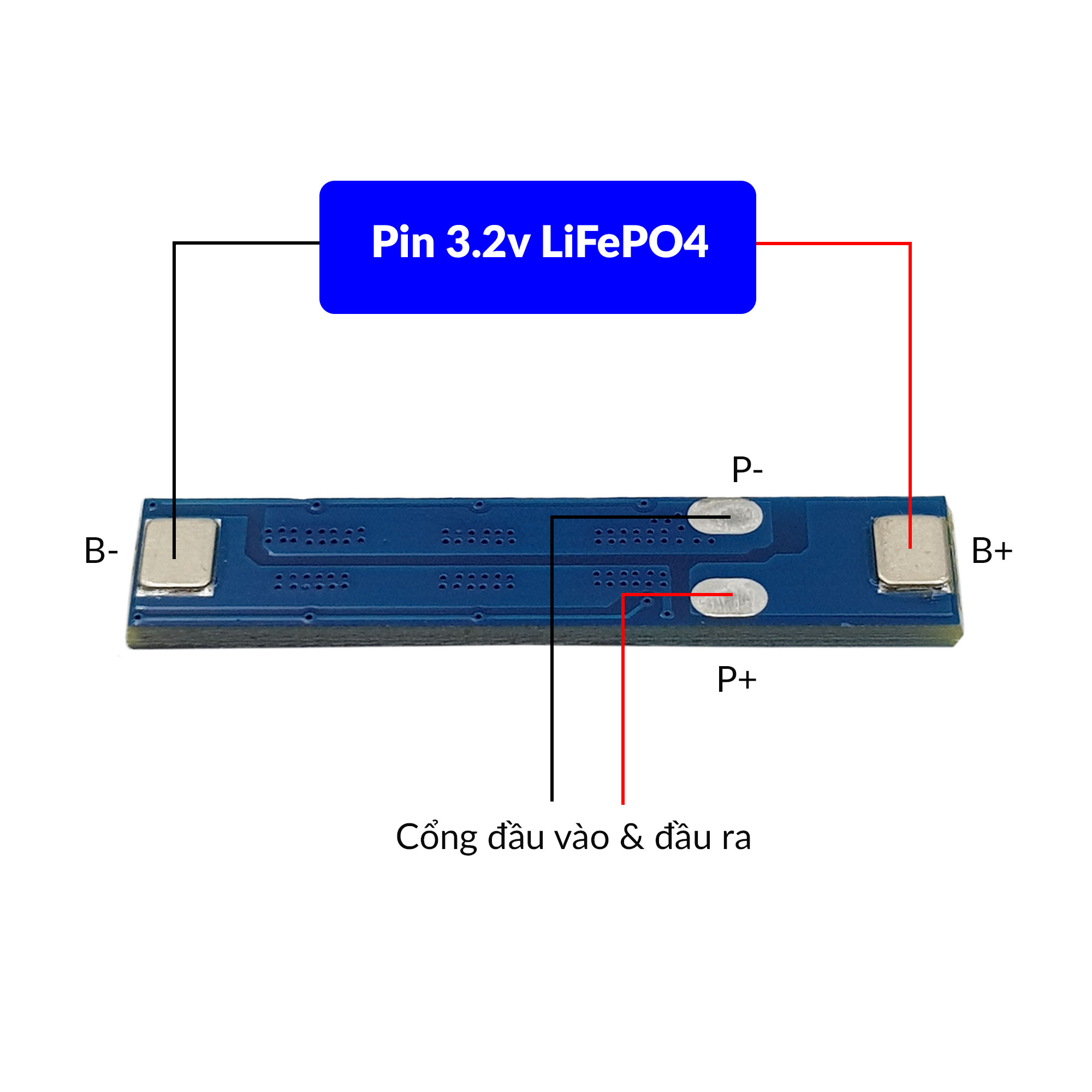 Sơ đồ đấu nối mạch sạc và bảo vệ pin 1S 3.2V LiFePO4
