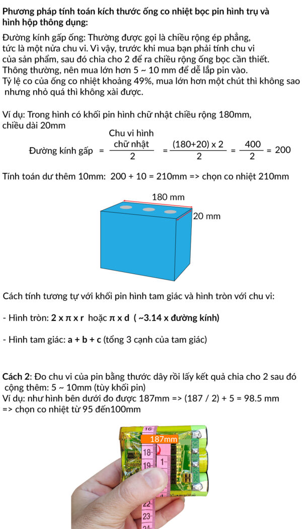 Một mét màng co nhiệt PVC bọc pin cell 30-105mm