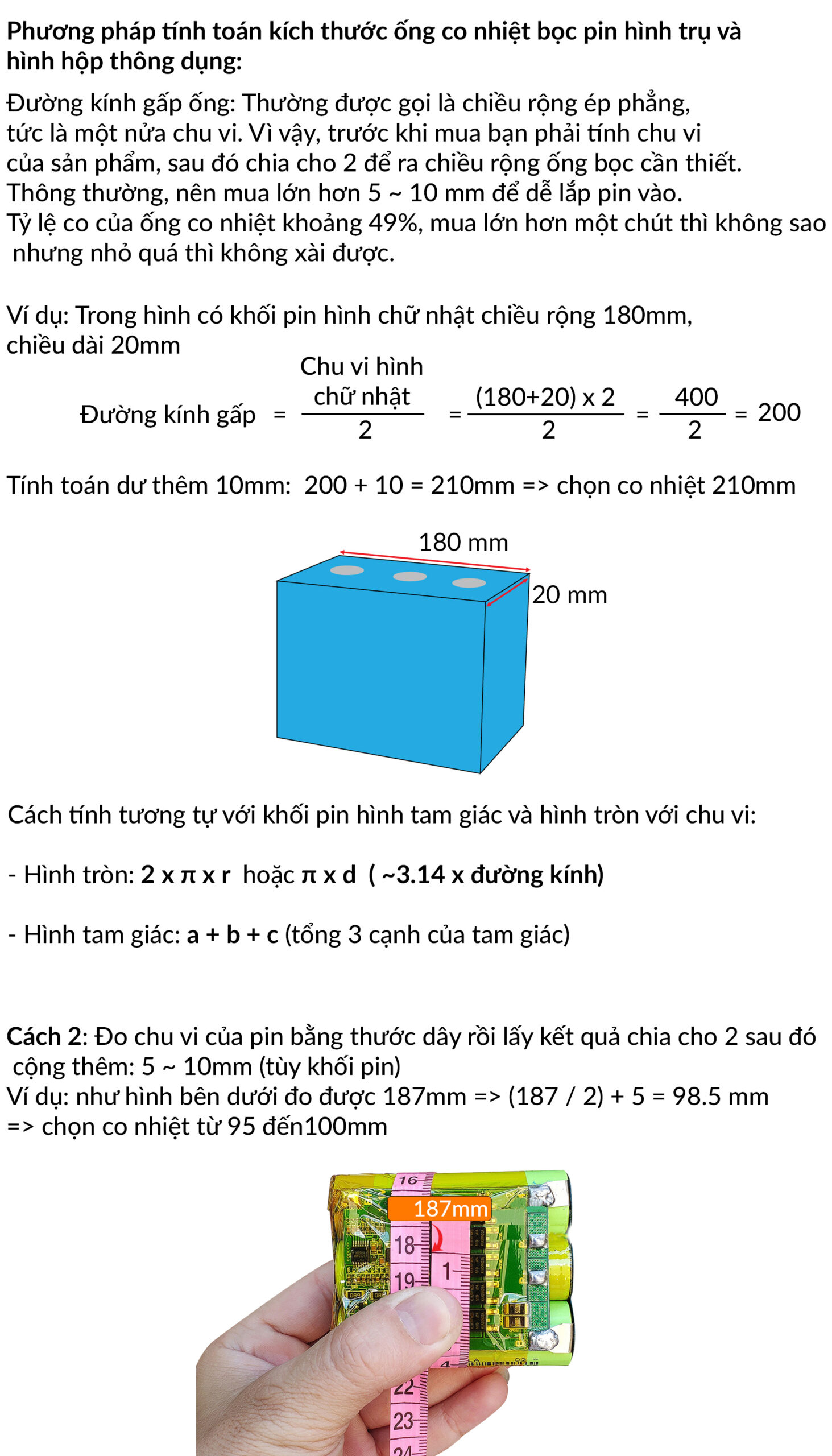 Cách tính màng co nhiệt PVC bọc pin cell