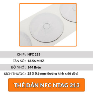 Thẻ dán NFC Ntag 213 Ntag 215, miếng dán cảm ứng NFC sao chép bằng điện thoại