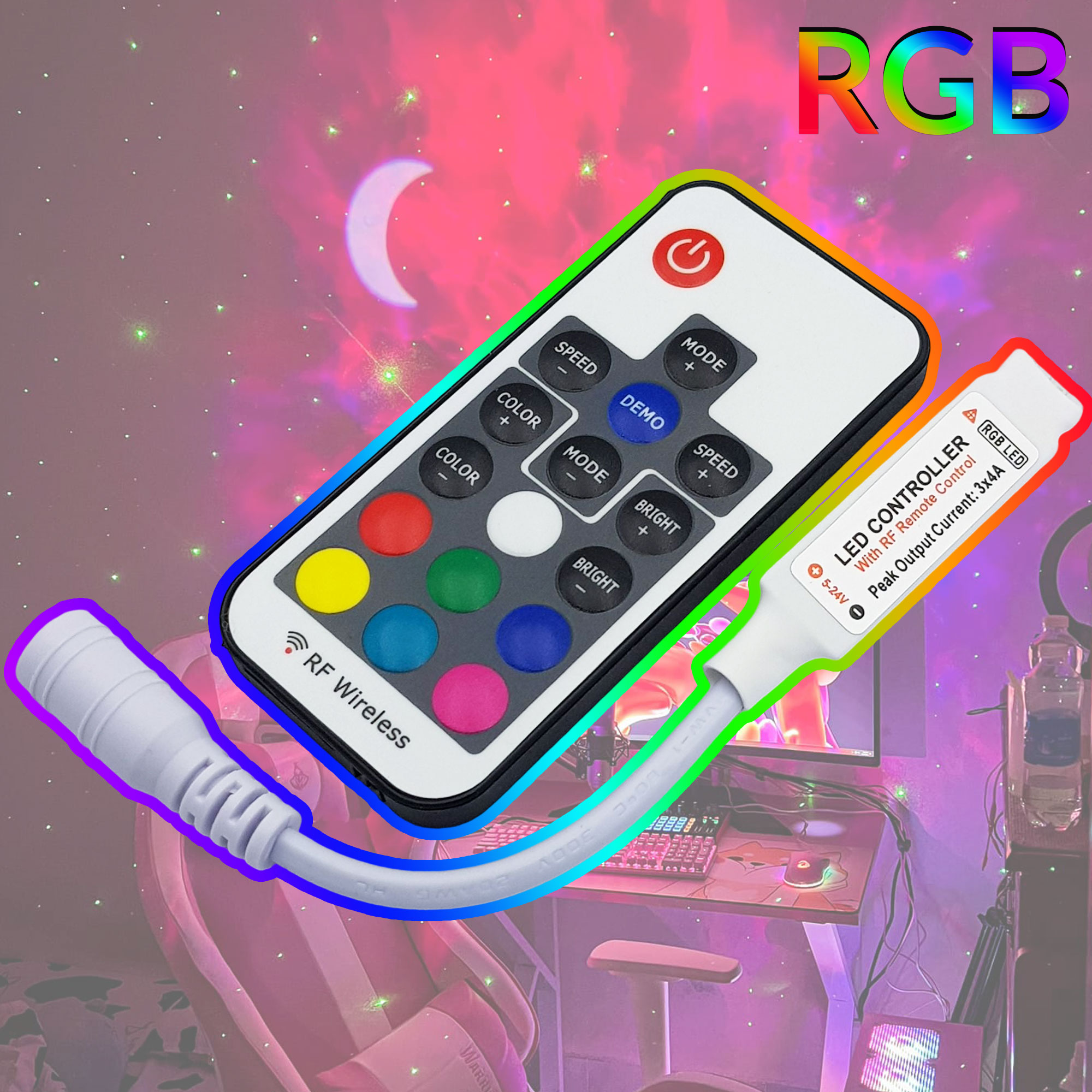 17 Key Usb Led Rf Bộ điều khiển Led RGB 17 Key 5-24VDC - Nshop