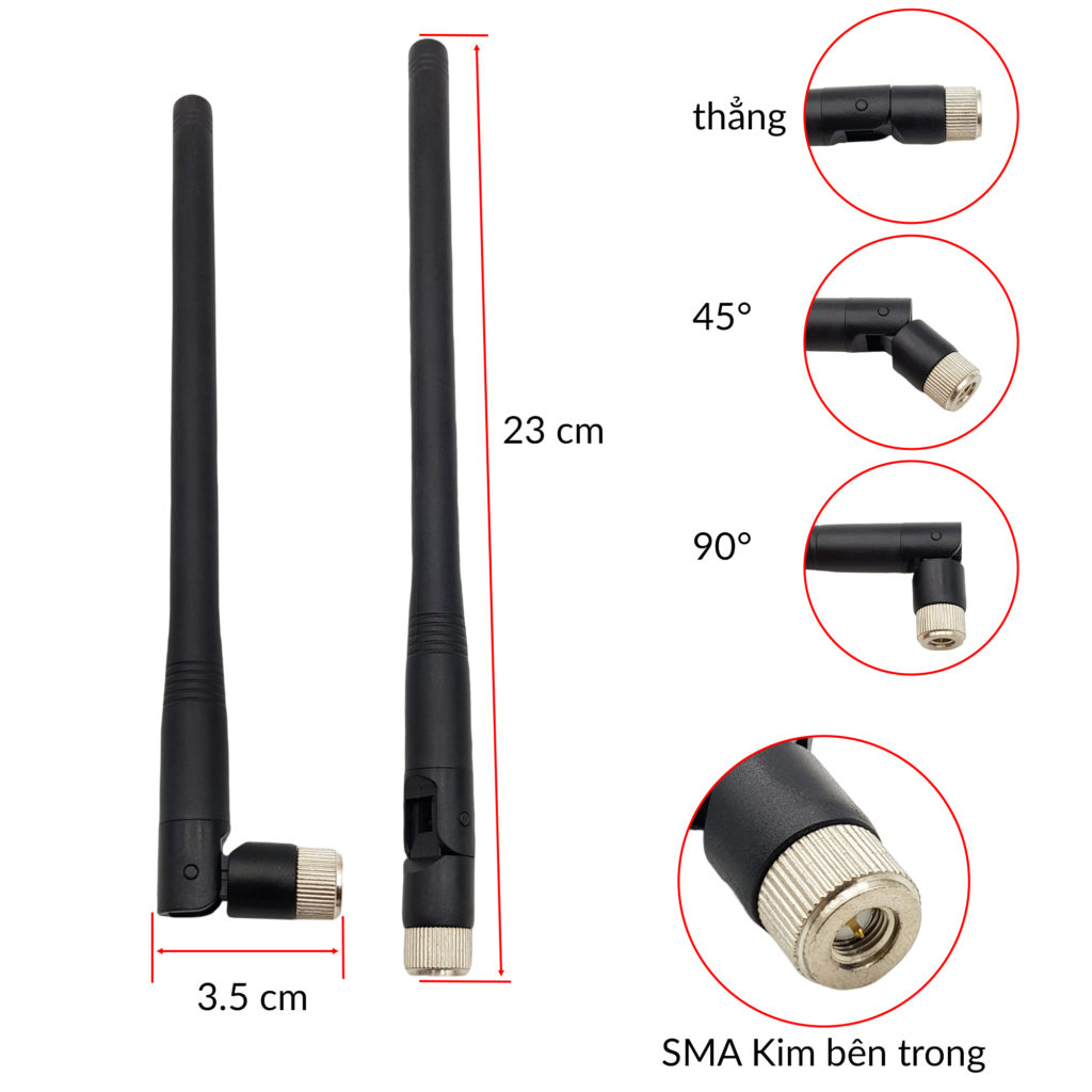 Kích thước Anten WiFi 4G RF Lora 433Mhz 315 Mhz 8dBi