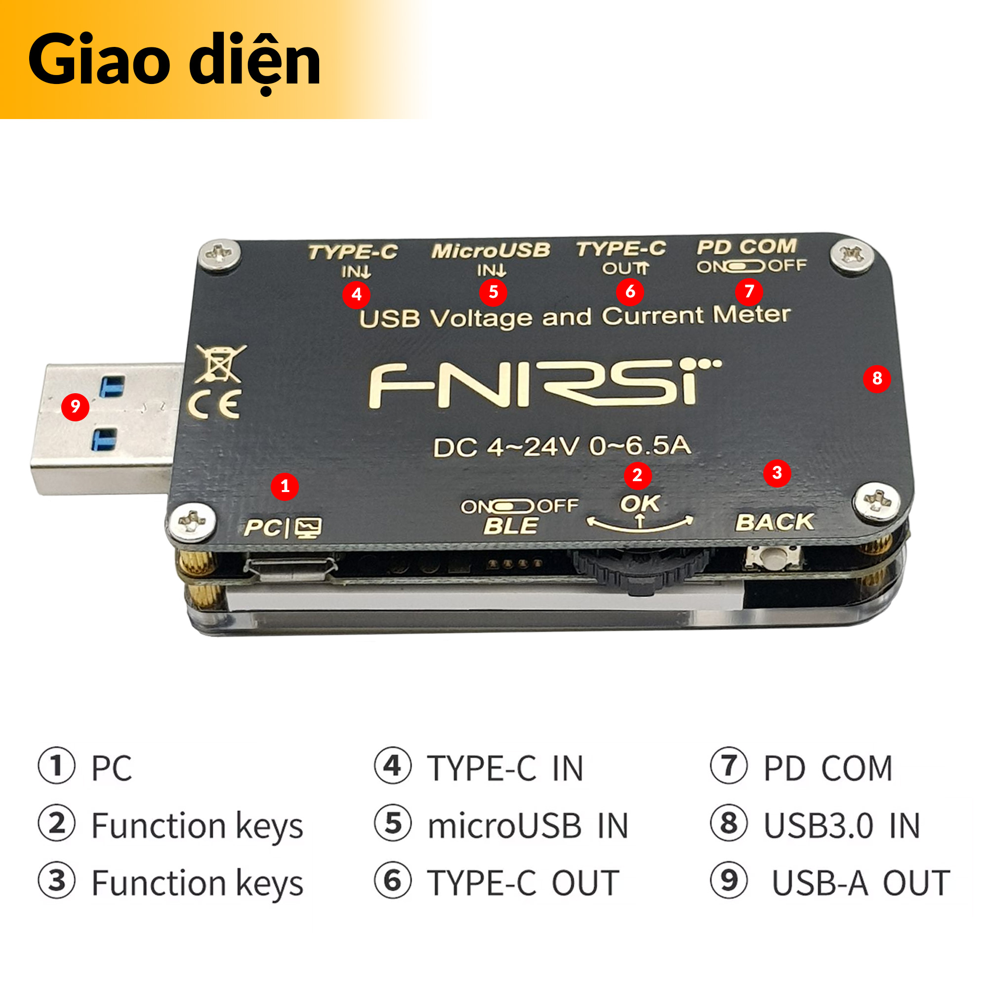 Giao diện USB Tester kiểm tra đa năng FNB48S chính hãng FNIRSI