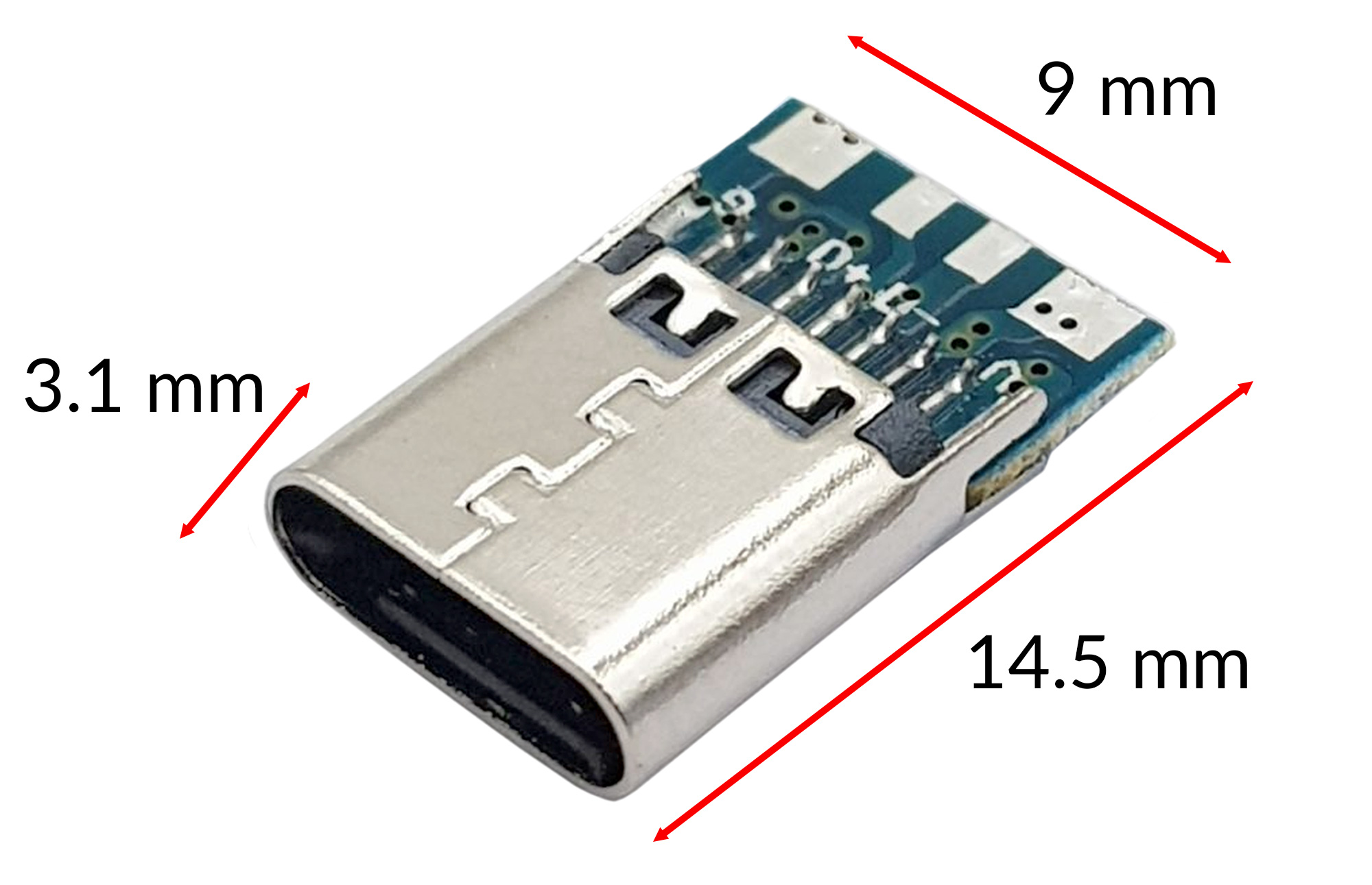 Kích thước Ổ cắm USB 3.1 Type C 14 chân PCB