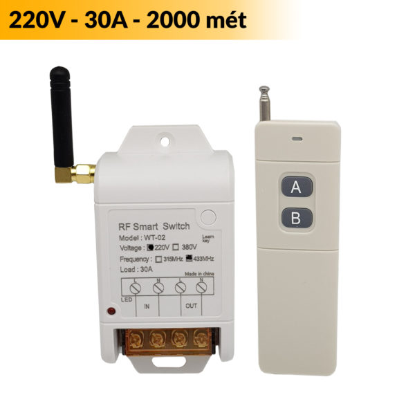 Bộ Điều Khiển Từ Xa 2000 mét - RF 433Mhz, 220V/30A/6000W