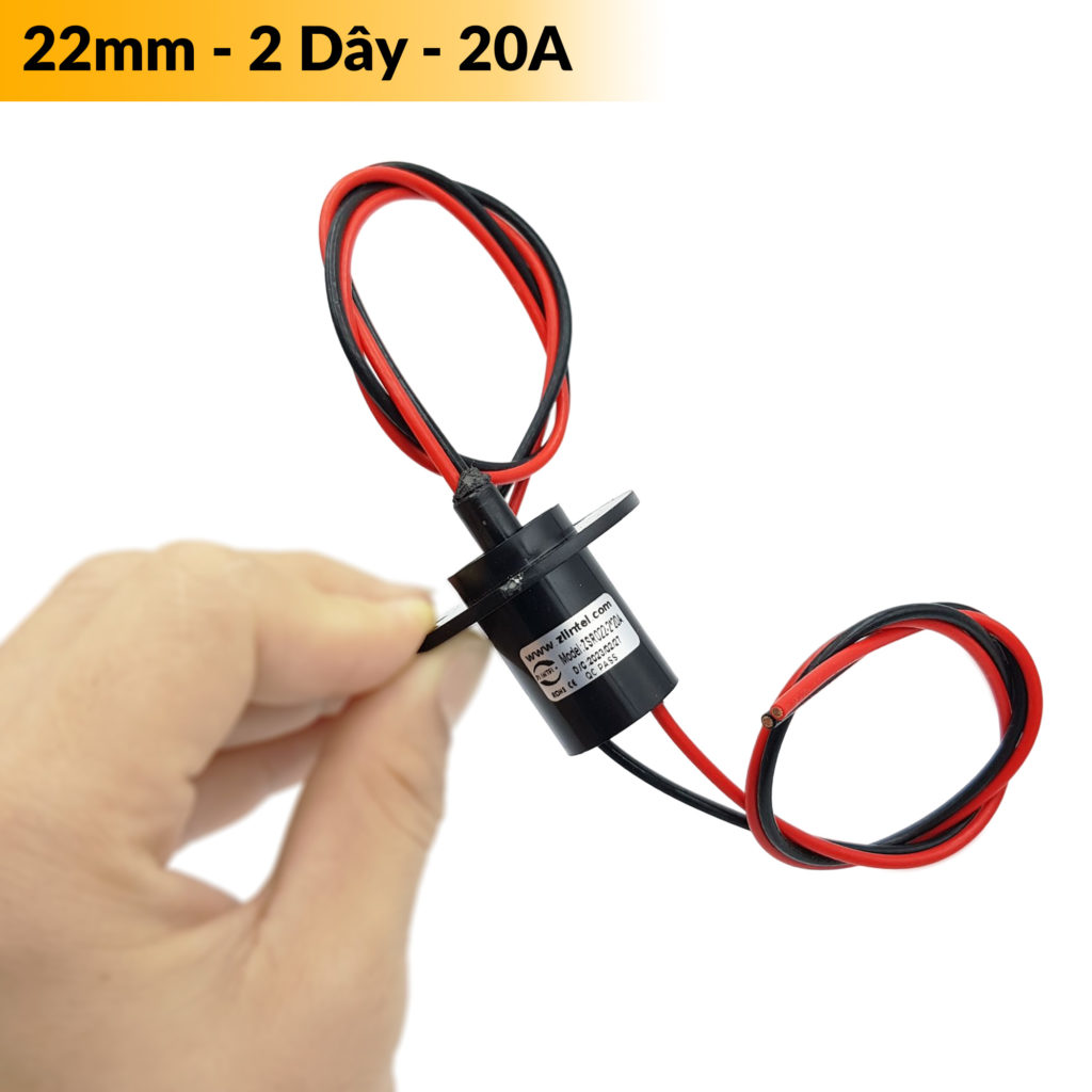 Cổ góp vòng quay dẫn điện 360 độ 2 dây 22mm - 20A - Nshop