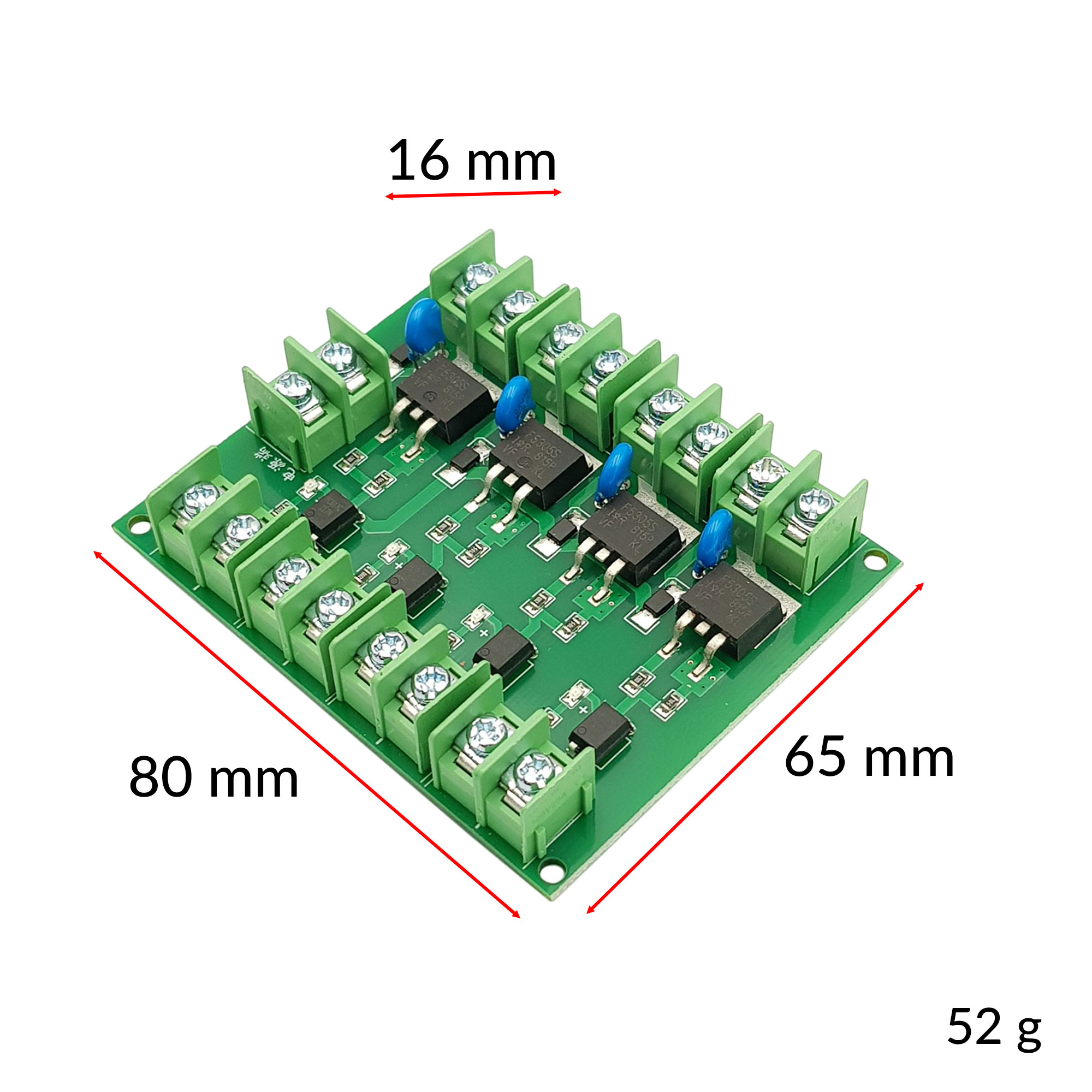 Kích thước mạch MOSFET đóng ngắt cách ly 4 kênh