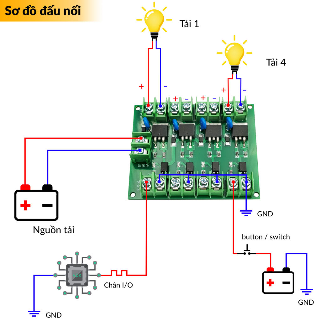 Mạch MOSFET đóng ngắt cách ly 4 kênh - Nshop