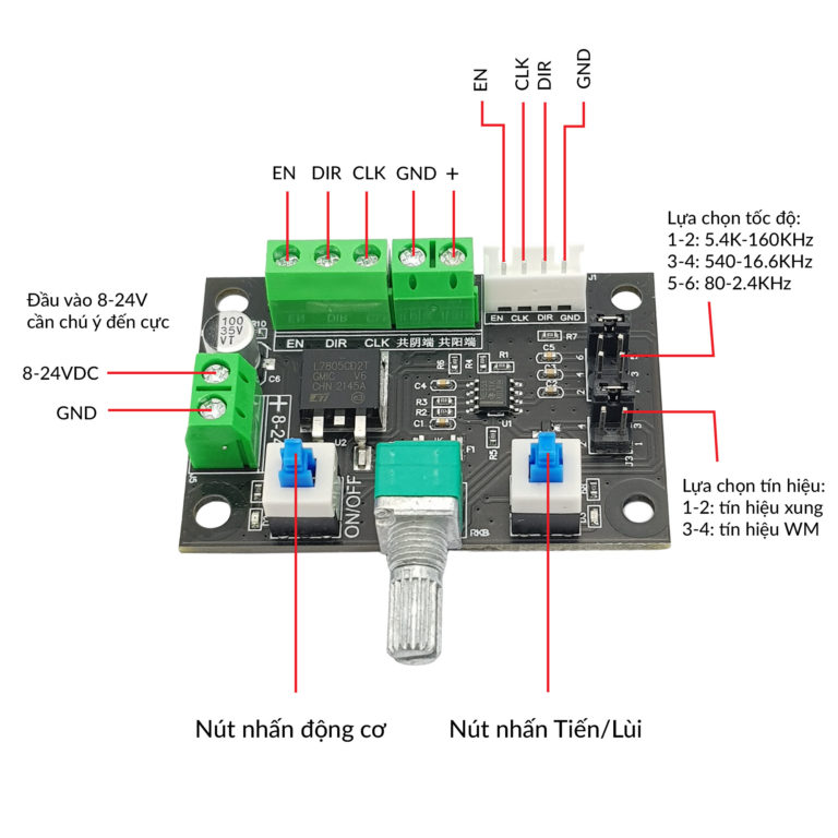 Mạch tạo xung điều khiển Driver động cơ bước PWM 12-24V - Nshop