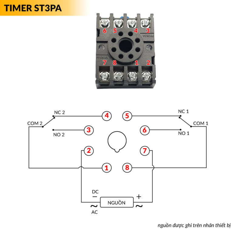Relay thời gian timer đơn kèm đế ST3PA-A 24VDC - Nshop