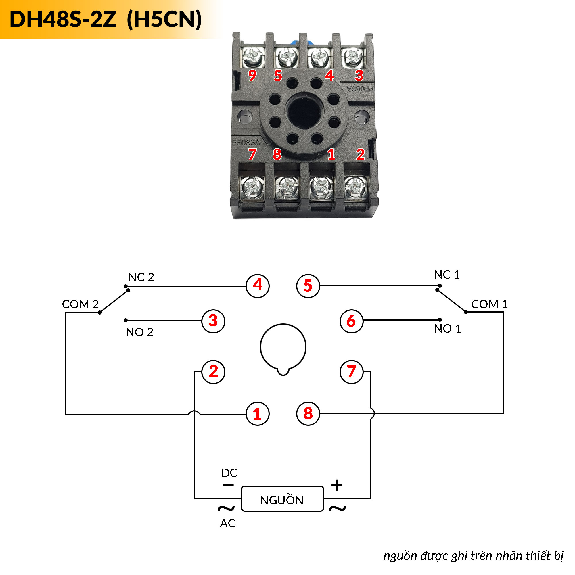 Sơ đồ Timer điện tử 2 relay DH48S-2Z