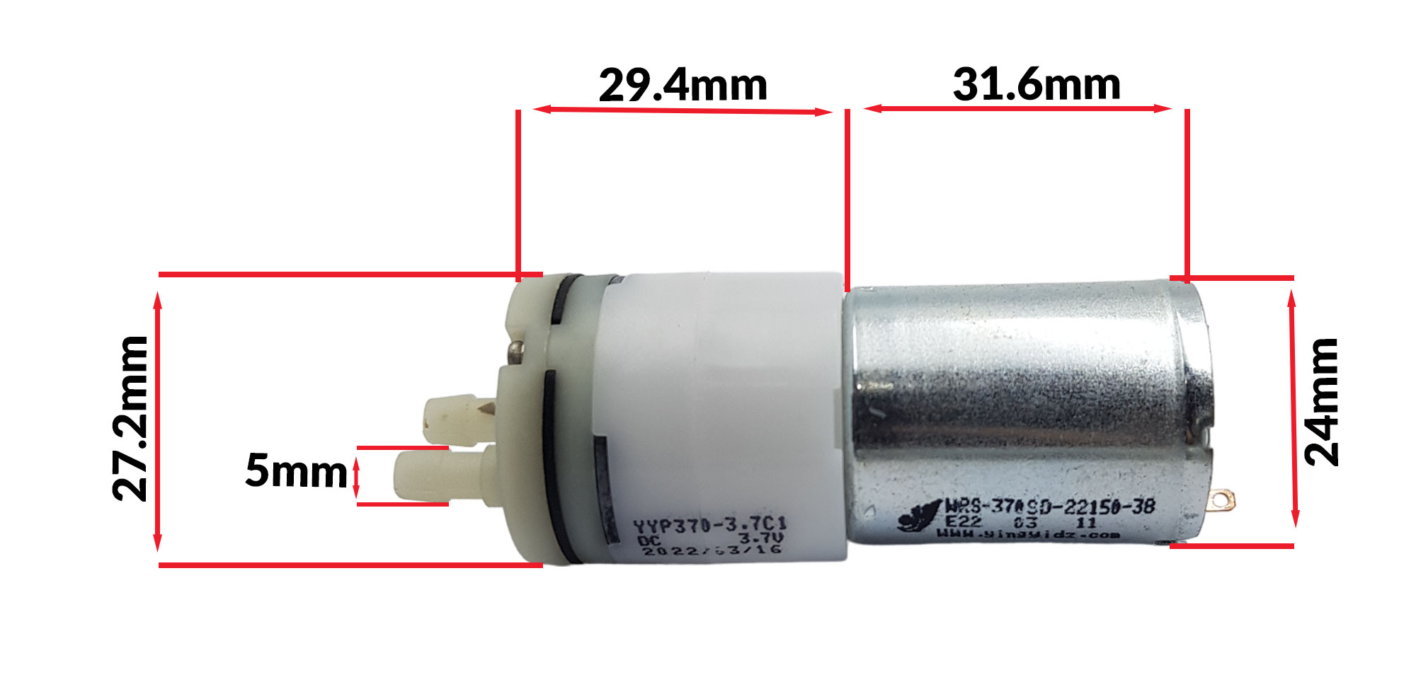 Kích thước Động cơ bơm mini YYP370-3.7C1