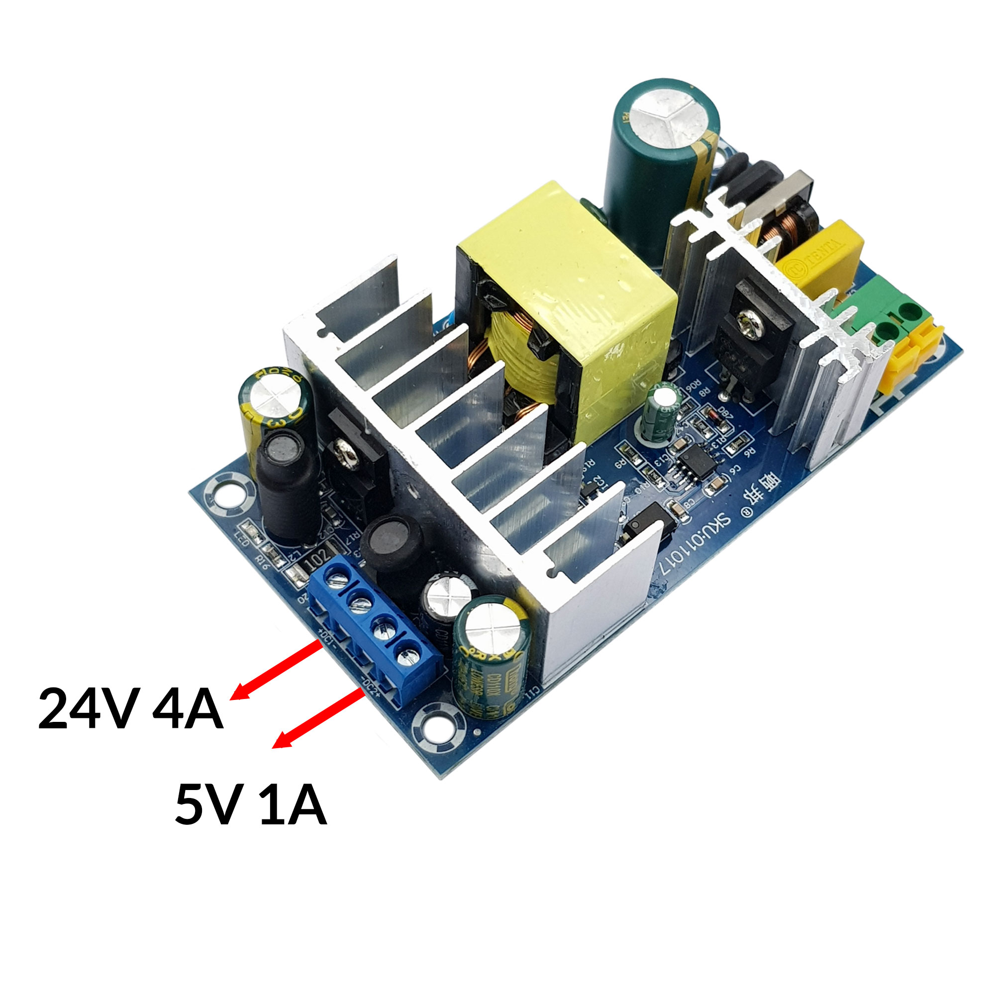 Module nguồn AC-DC 100W ngõ ra kép 24V 4A và 5V 1A - Nshop