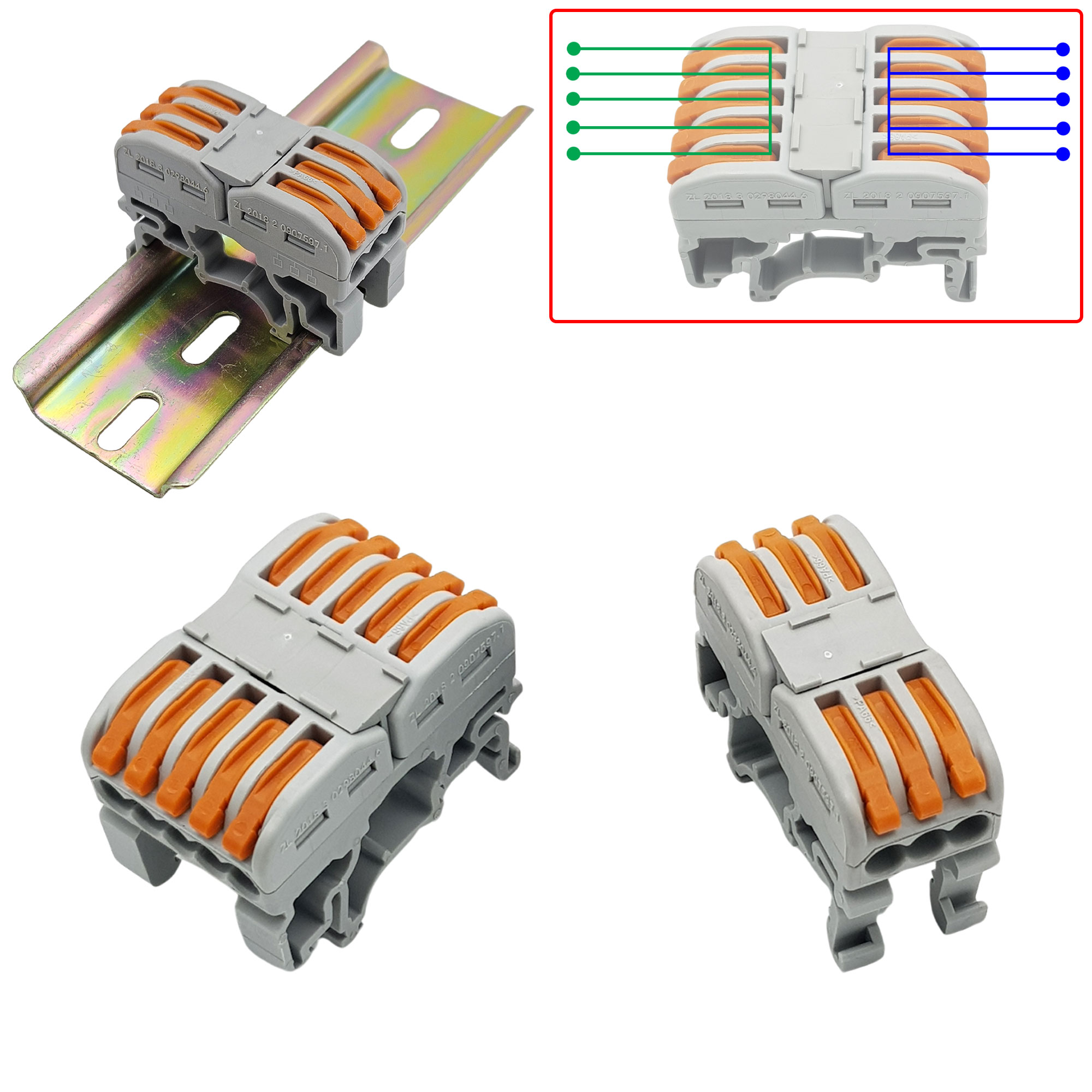 Đầu nối nhanh dây điện gắn ray 2 đầu riêng biệt